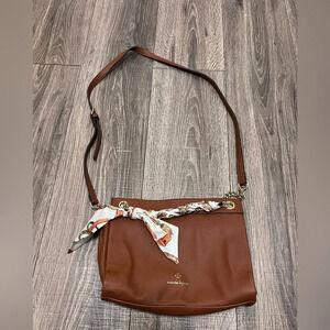 Nanette Lepore Adley Crossbody 28715957 Purse Camel Tan Removable Scarf 👜